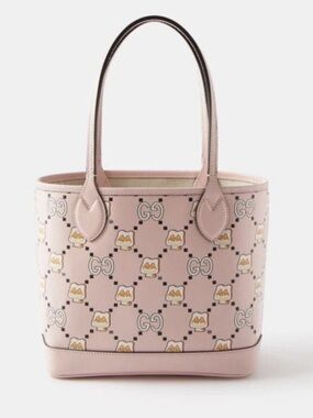 Gucci x Pikarar Light Pink GG Motif Printed Leather Tote bag